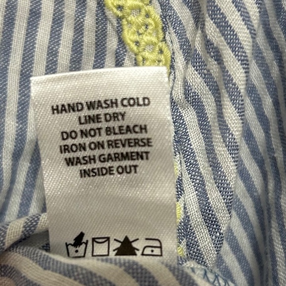 Spartina Women's Tunic Blouse XL 100% Linen Blue White Green Striped Embroidered - Picture 6 of 9